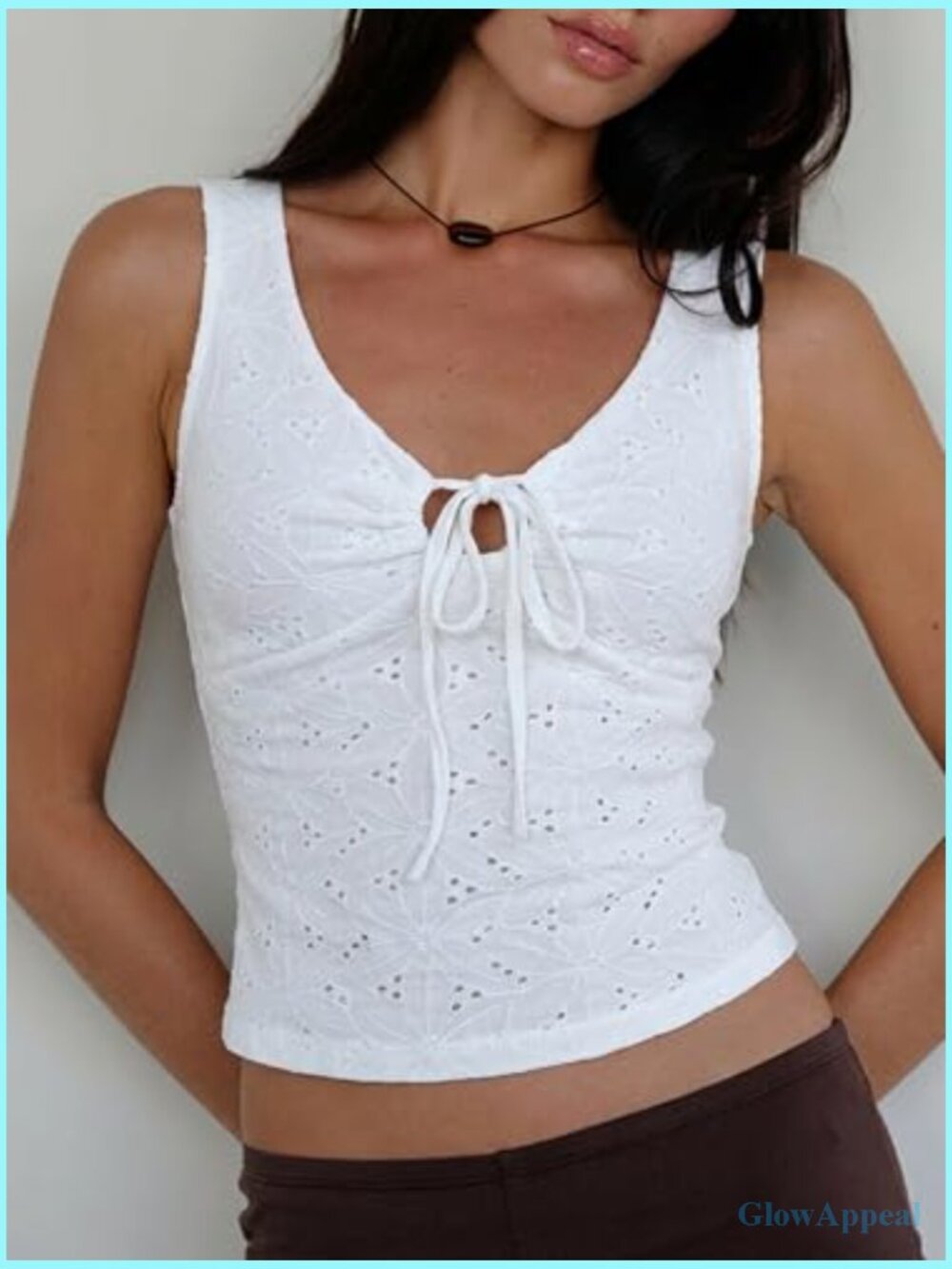 Deep V Neck Sleeveless Crop Top Stretchy Ribbed Tank Going Out Summer Clothes - Picture 2 of 7